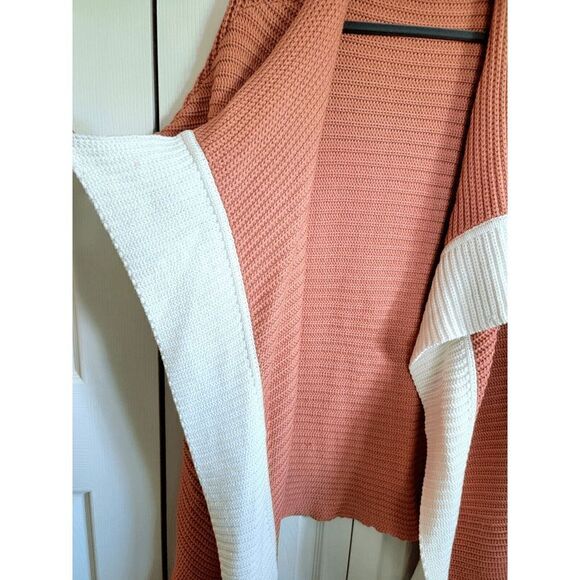 St. John L Open Front Slouchy Silk Blend Cardigan Heavy Knit Peach *Defect* - Picture 3 of 8